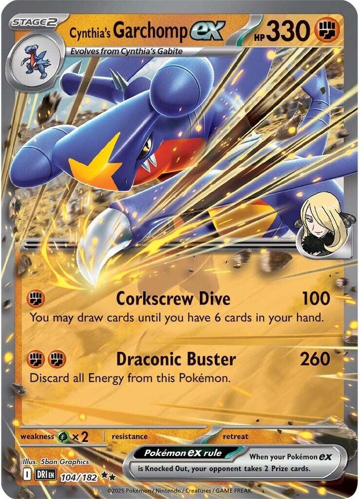 Cynthia's Garchomp EX 104/182 - Monster Mart - Pokémon Cards Australia Pokemon Cards