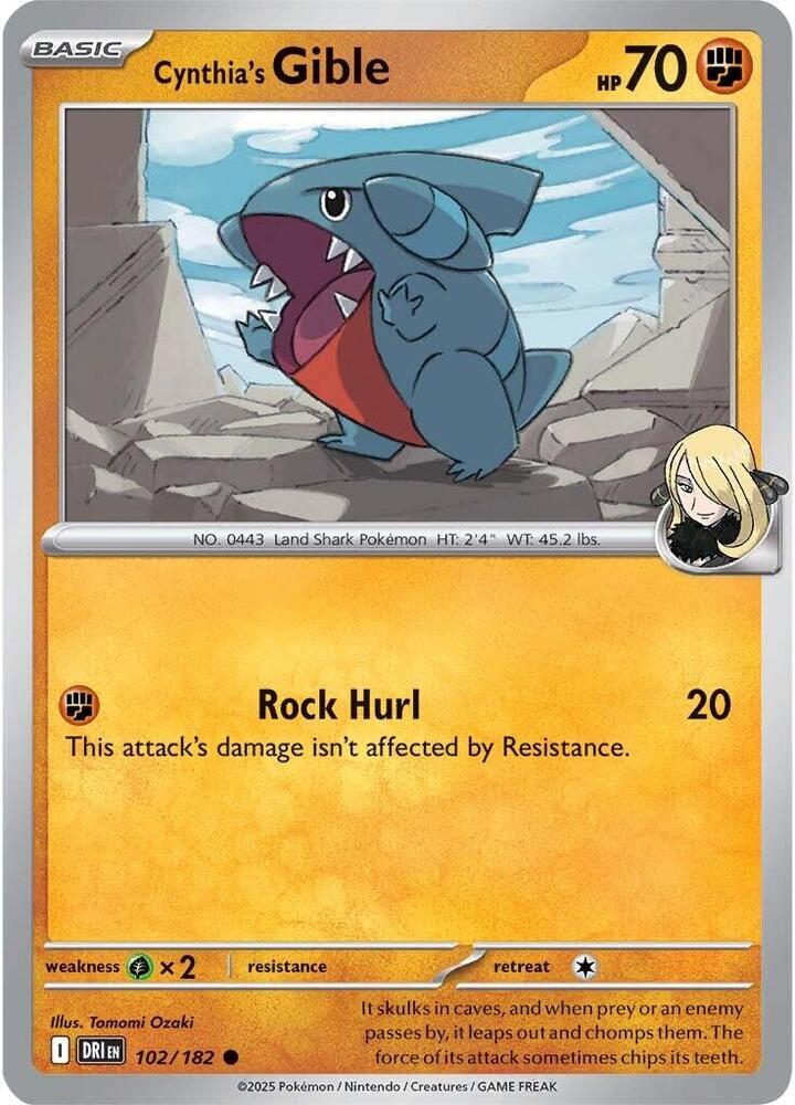 Cynthia's Gible 102/182 Cosmos Holo - Monster Mart - Pokémon Cards Australia