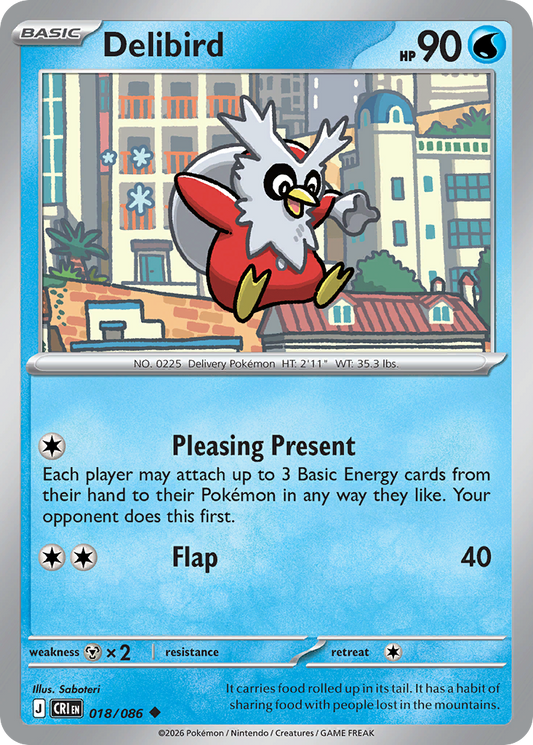 Delibird Reverse Holo 018/086 - Monster Mart - Pokémon Cards Australia