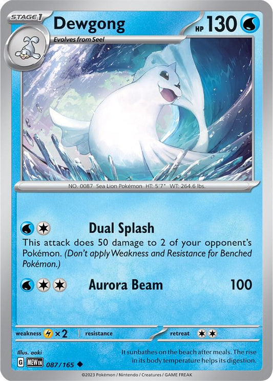 Dewgong Reverse Holo 087/165 - Monster Mart - Pokémon Cards Australia