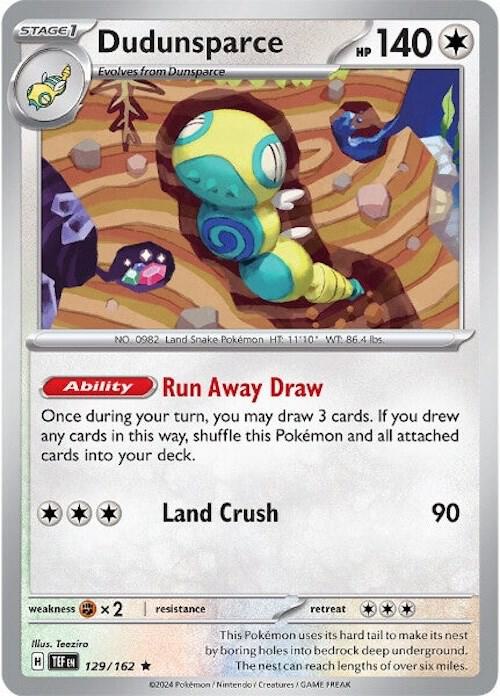 Dudunsparce Reverse Holo 129/162 - Monster Mart - Pokémon Cards Australia