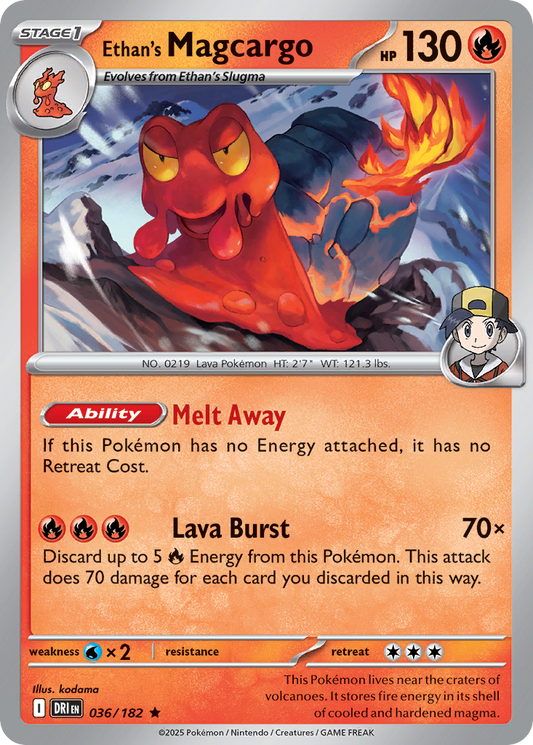 Ethan's Magcargo Reverse Holo 036/182 - Monster Mart - Pokémon Cards Australia