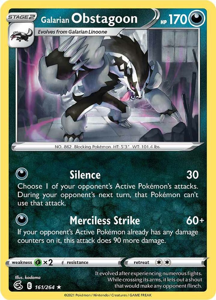 Galarian Obstagoon Holo 161/264 - Monster Mart - Pokémon Cards Australia