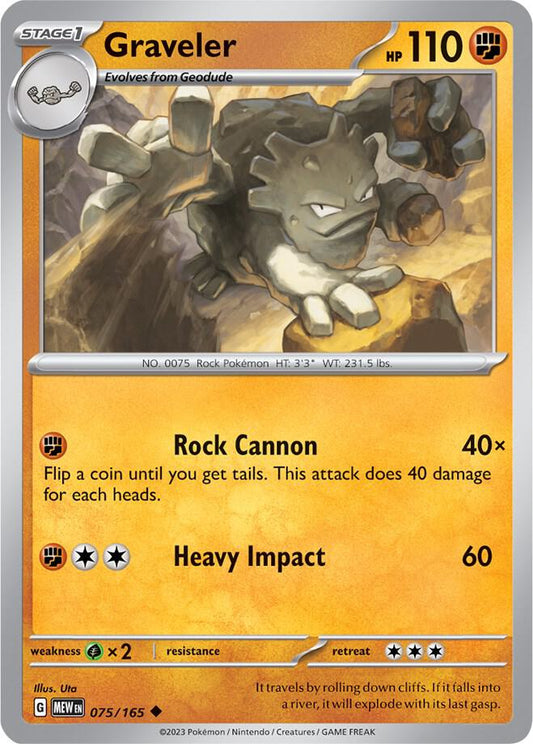 Graveler Reverse Holo 075/165 - Monster Mart - Pokémon Cards Australia