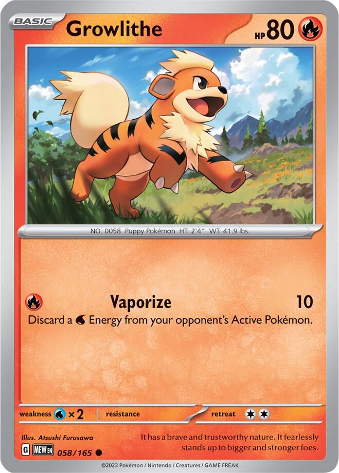 Growlithe Reverse Holo 058/165 - Monster Mart - Pokémon Cards Australia