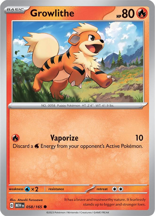 Growlithe Reverse Holo 058/165 - Monster Mart - Pokémon Cards Australia