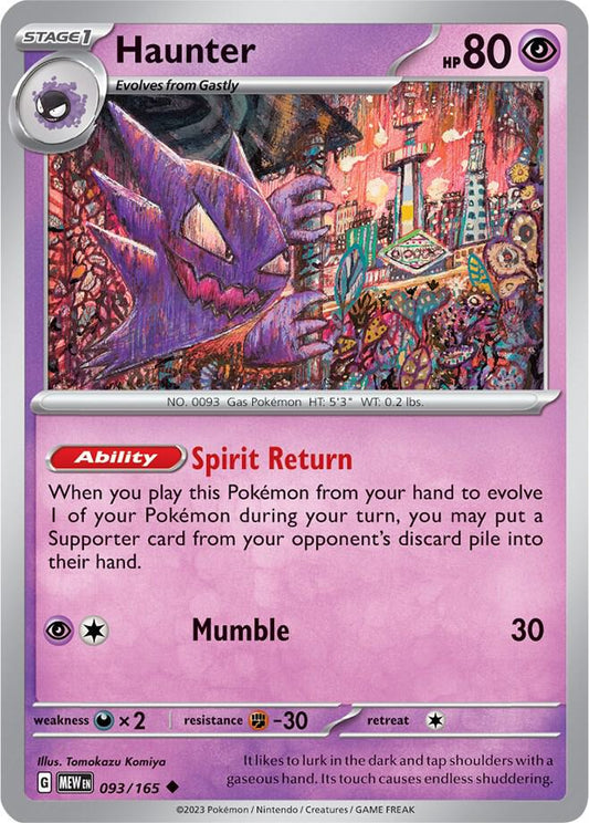 Haunter Reverse Holo 093/165 - Monster Mart - Pokémon Cards Australia