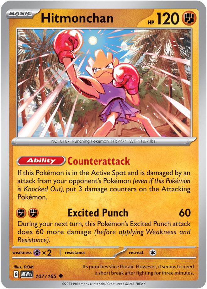 Hitmonchan Reverse Holo 107/165 - Monster Mart - Pokémon Cards Australia