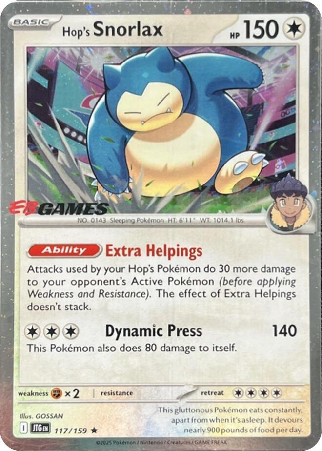 Hop's Snorlax 117/159 EB Games - Monster Mart - Pokémon Cards Australia Pokemon Cards