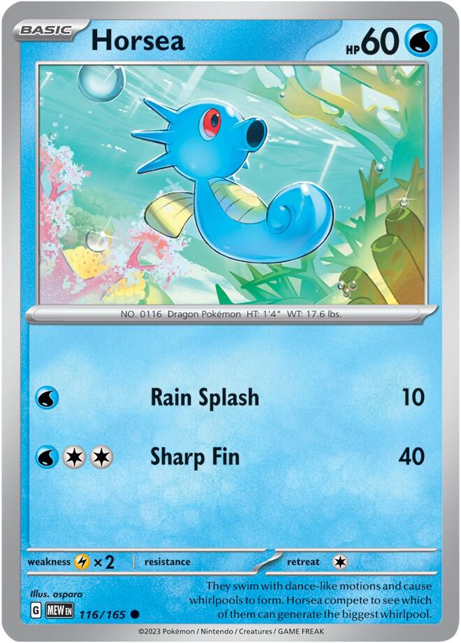 Horsea Reverse Holo 116/165 - Monster Mart - Pokémon Cards Australia