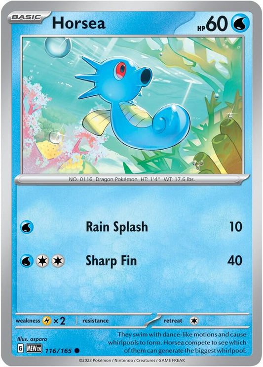 Horsea Reverse Holo 116/165 - Monster Mart - Pokémon Cards Australia