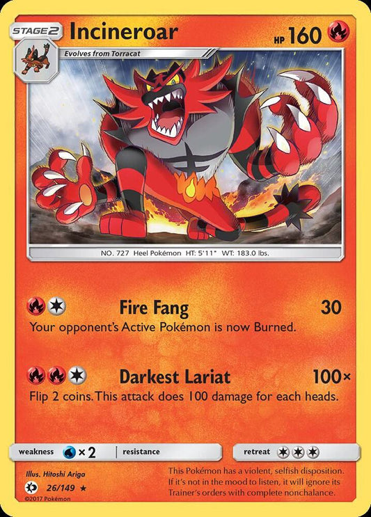 Incineroar Reverse Holo 26/149 - Monster Mart - Pokémon Cards Australia