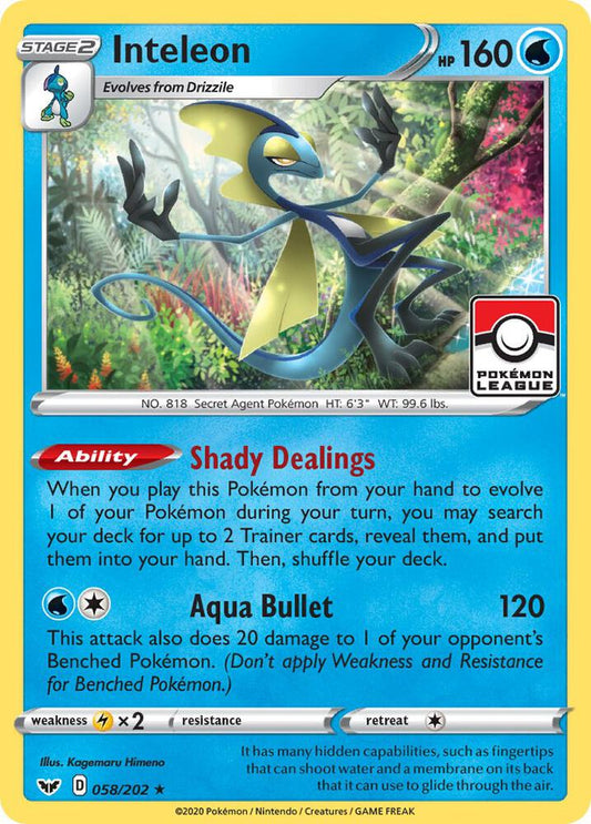 Inteleon 058/202 Pokemon League - Monster Mart - Pokémon Cards Australia