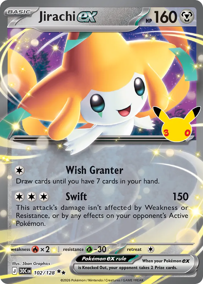 Jirachi EX 102/128 - Monster Mart - Pokémon Cards Australia