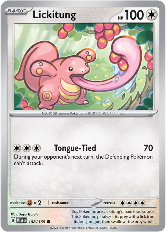 Lickitung Reverse Holo 108/165 - Monster Mart - Pokémon Cards Australia