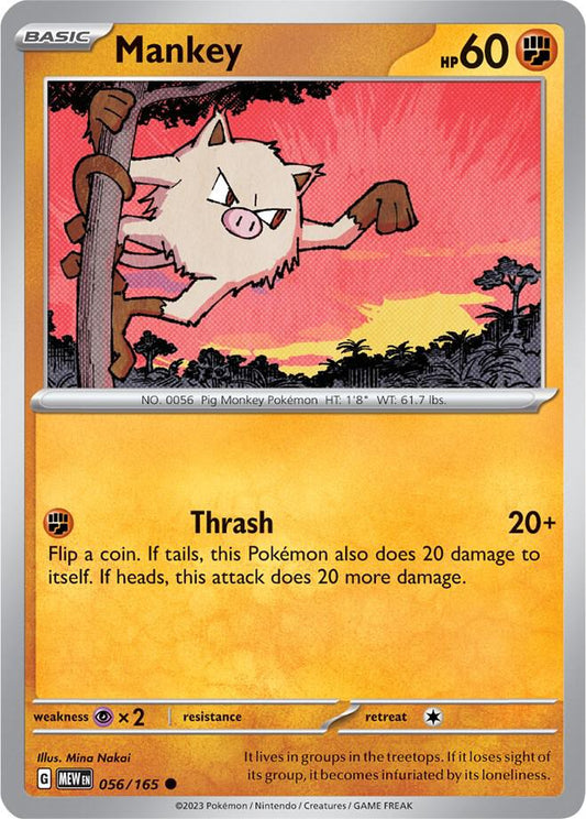 Mankey Reverse Holo 056/165 - Monster Mart - Pokémon Cards Australia