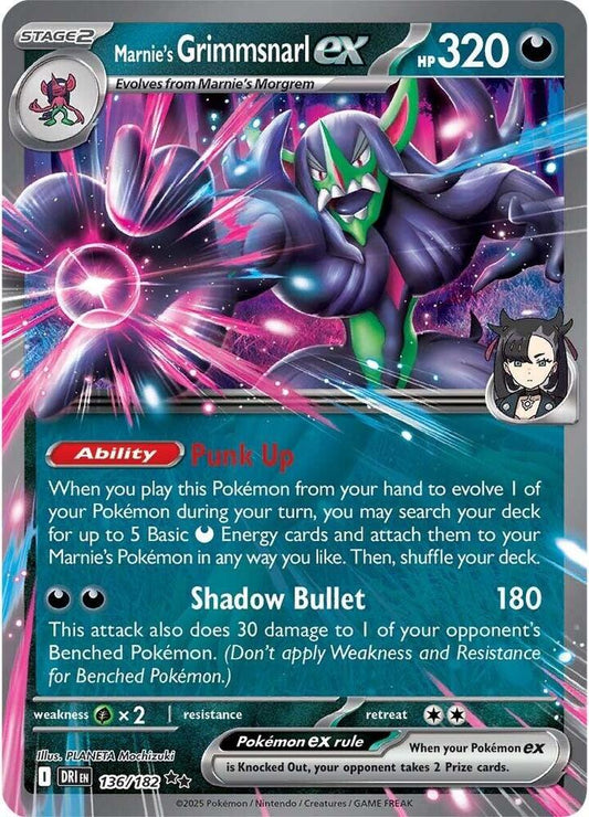 Marnie's Grimmsnarl EX 136/182 - Monster Mart - Pokémon Cards Australia