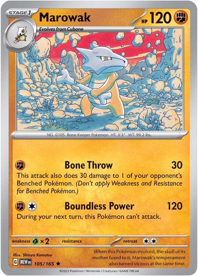 Marowak Reverse Holo 105/165 - Monster Mart - Pokémon Cards Australia