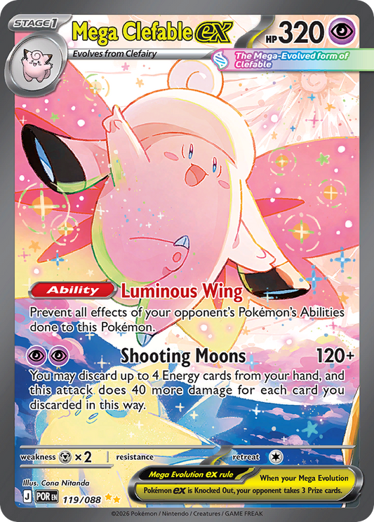 Mega Clefable ex 119/088 - Monster Mart - Pokémon Cards Australia