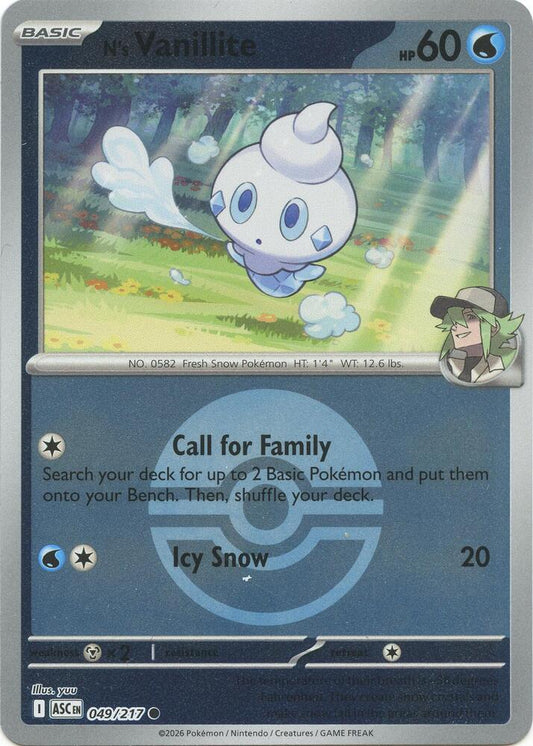 N's Vanillite 049/217 Poke Ball - Monster Mart - Pokémon Cards Australia