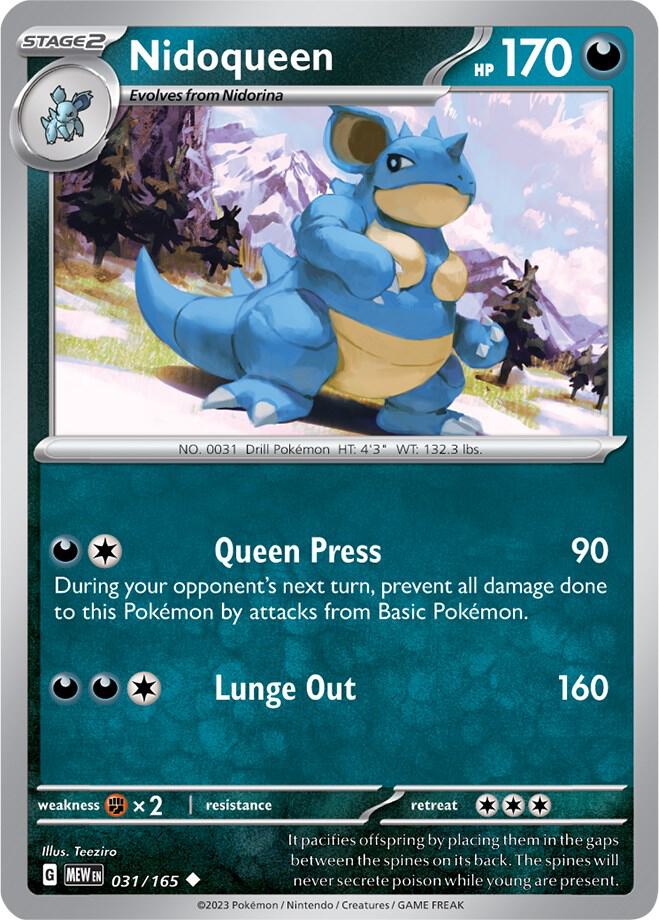 Nidoqueen Reverse Holo 031/165 - Monster Mart - Pokémon Cards Australia