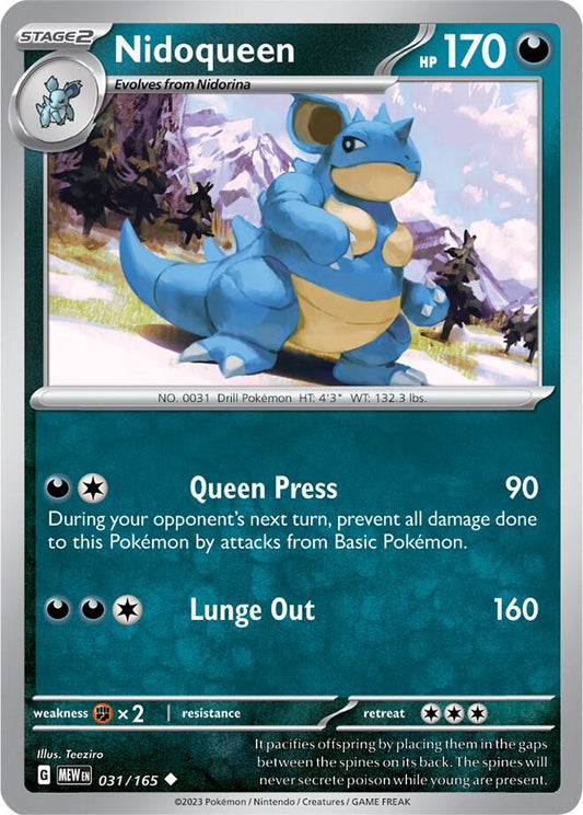 Nidoqueen Reverse Holo 031/165 - Monster Mart - Pokémon Cards Australia