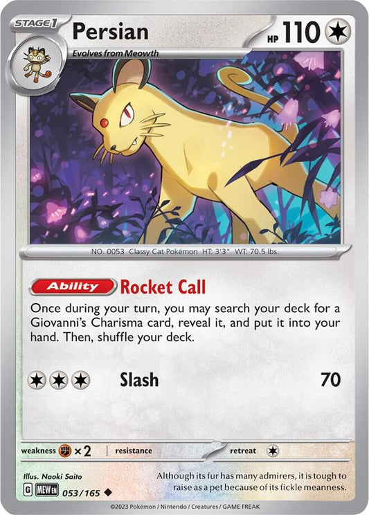 Persian Reverse Holo 053/165 - Monster Mart - Pokémon Cards Australia