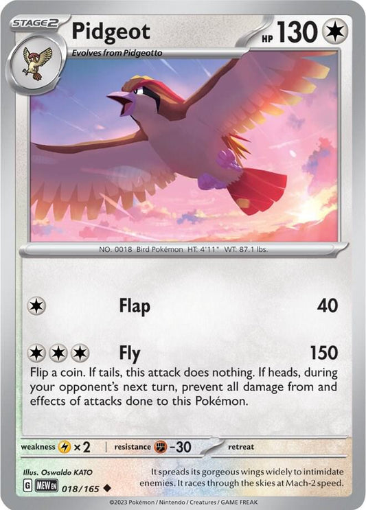 Pidgeot Reverse Holo 018/165 - Monster Mart - Pokémon Cards Australia