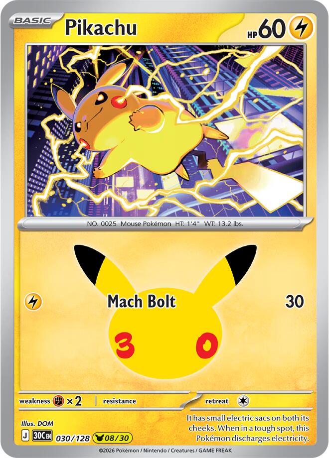 Pikachu 030/128 (08/30) - Monster Mart - Pokémon Cards Australia