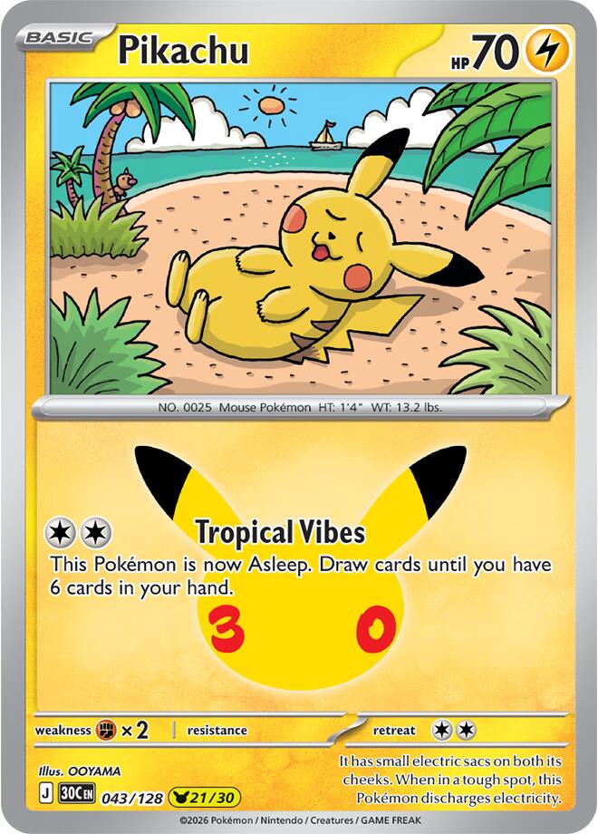 Pikachu 043/128 (21/30) - Monster Mart - Pokémon Cards Australia