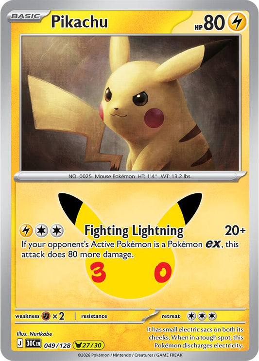 Pikachu 049/128 (27/30) - Monster Mart - Pokémon Cards Australia