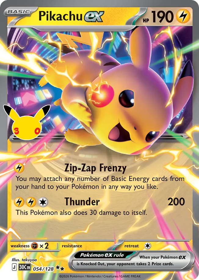 Pikachu EX 054/128 - Monster Mart - Pokémon Cards Australia