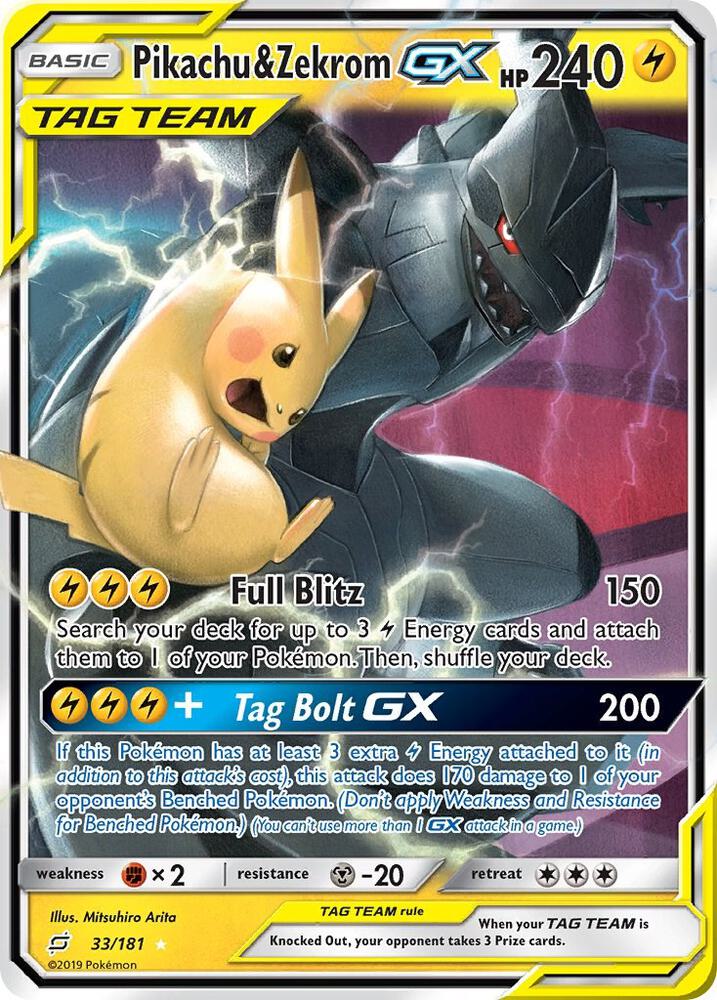 Pikachu & Zekrom GX 33/181 - Monster Mart - Pokémon Cards Australia