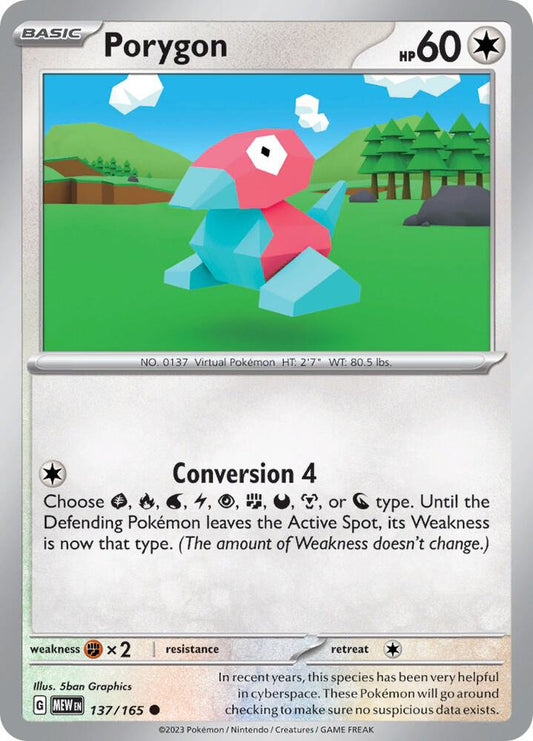 Porygon Reverse Holo 137/165 - Monster Mart - Pokémon Cards Australia
