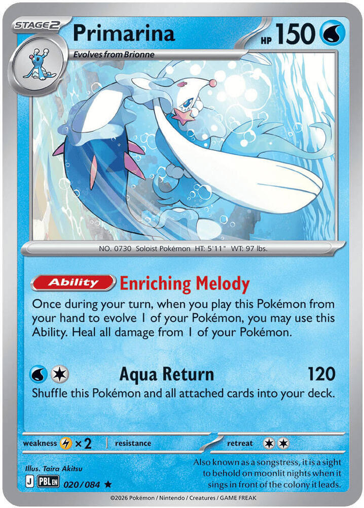 Primarina Holo 020/084 - Monster Mart - Pokémon Cards Australia