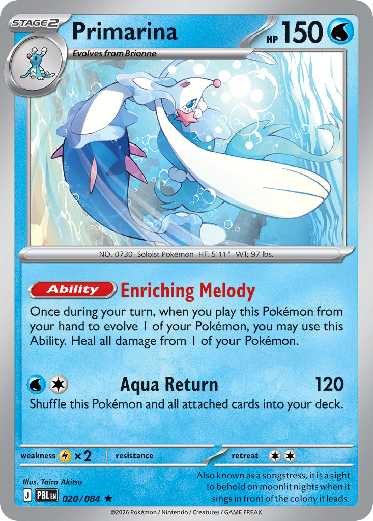 Primarina Reverse Holo 020/084 - Monster Mart - Pokémon Cards Australia