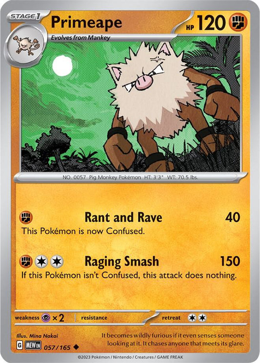 Primeape Reverse Holo 057/165 - Monster Mart - Pokémon Cards Australia