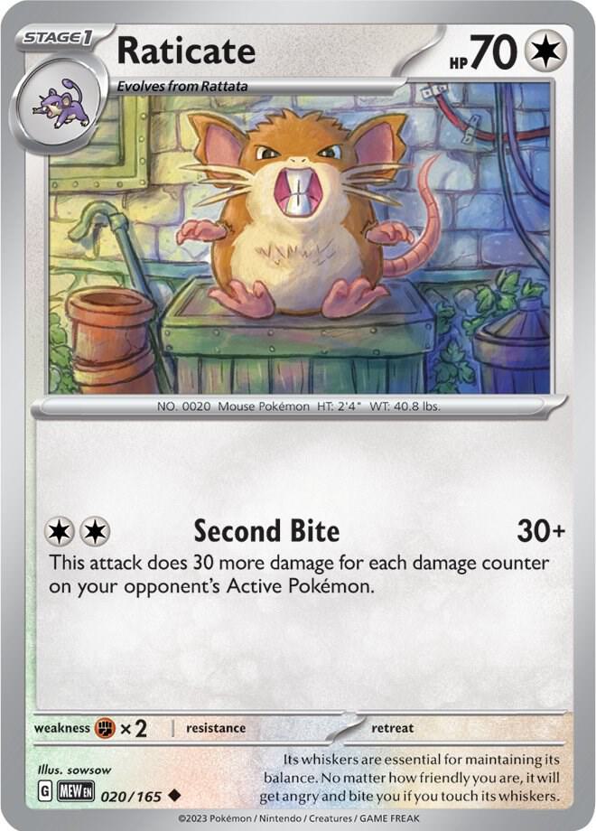 Raticate Reverse Holo 020/165 - Monster Mart - Pokémon Cards Australia