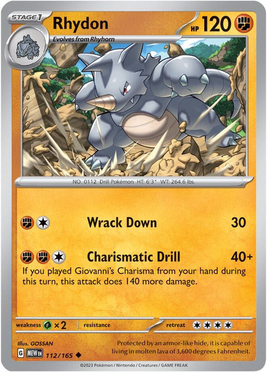 Rhydon Reverse Holo 112/165 - Monster Mart - Pokémon Cards Australia
