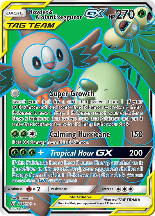 Rowlet & Alolan Exeggutor GX 214/236 - Monster Mart - Pokémon Cards Australia