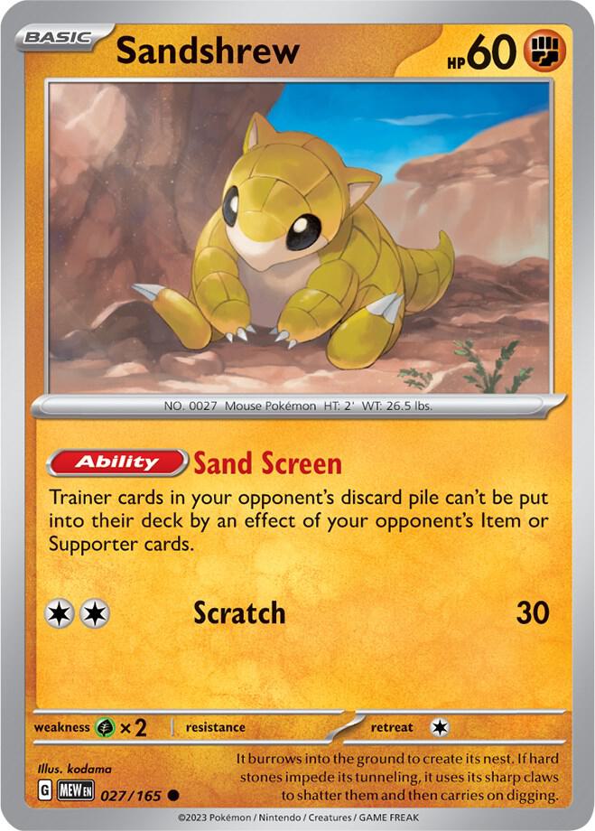 Sandshrew Reverse Holo 027/165 - Monster Mart - Pokémon Cards Australia