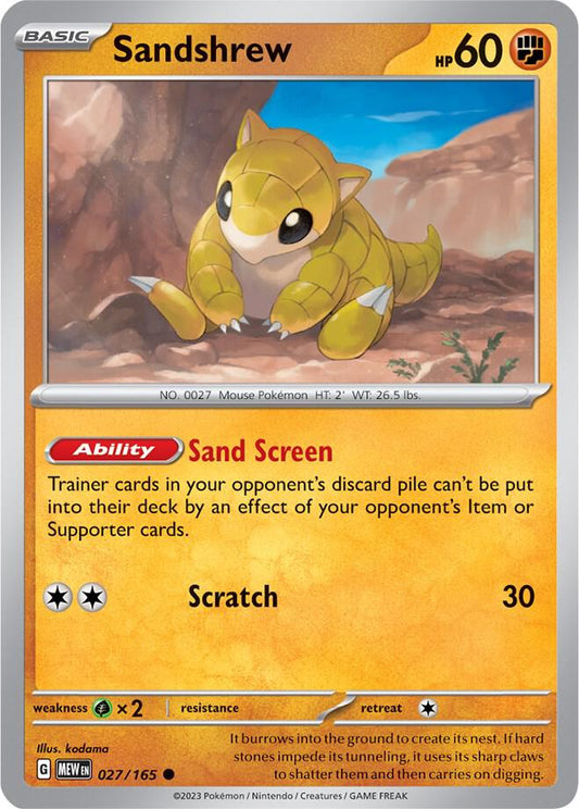 Sandshrew Reverse Holo 027/165 - Monster Mart - Pokémon Cards Australia
