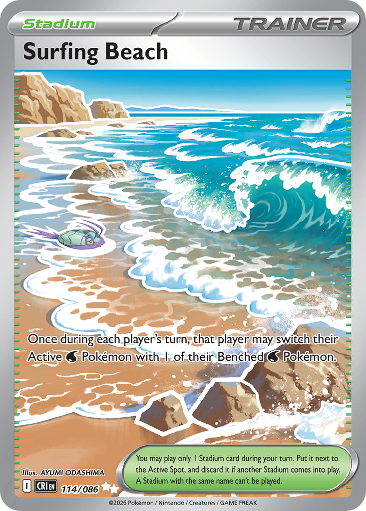 Surfing Beach 114/086 - Monster Mart - Pokémon Cards Australia