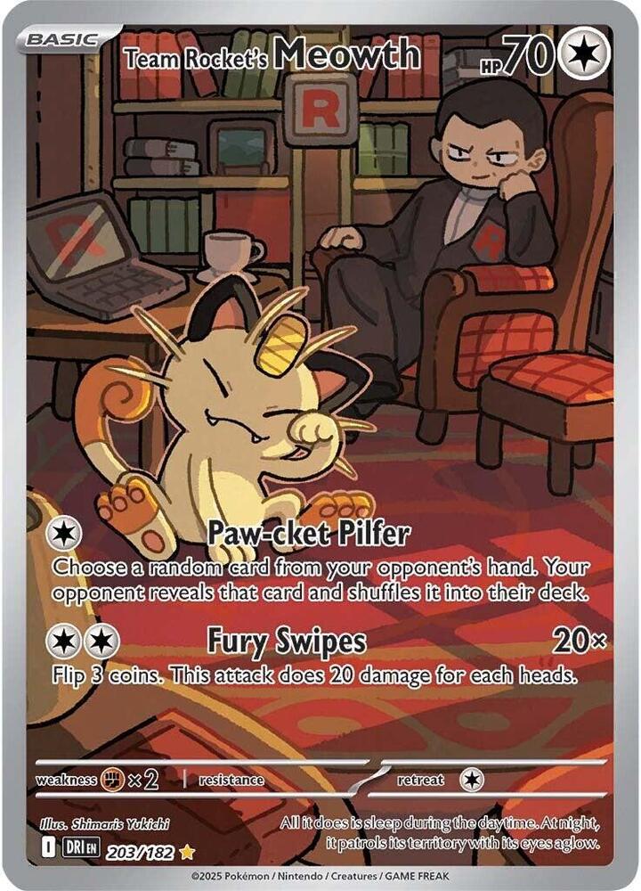 Team Rocket's Meowth 203/182 - Monster Mart - Pokémon Cards Australia