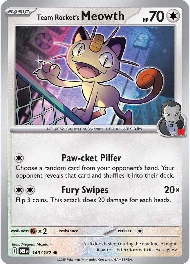 Team Rocket's Meowth Reverse Holo 149/182 - Monster Mart - Pokémon Cards Australia