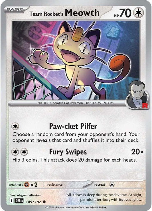 Team Rocket's Meowth Reverse Holo 149/182 - Monster Mart - Pokémon Cards Australia