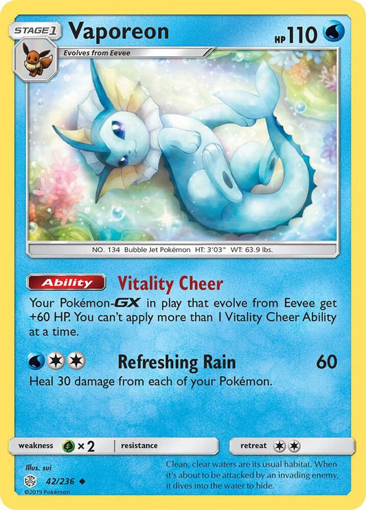 Vaporeon Reverse Holo 42/236 - Monster Mart - Pokémon Cards Australia
