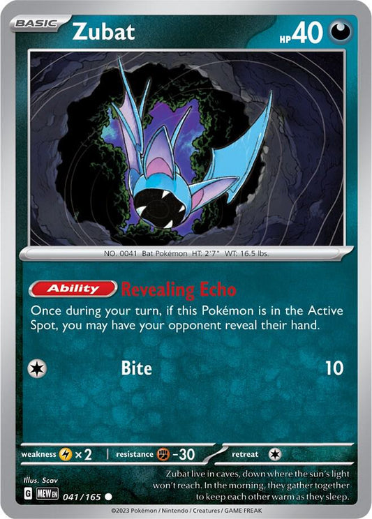 Zubat Reverse Holo 041/165 - Monster Mart - Pokémon Cards Australia