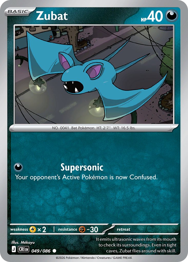 Zubat Reverse Holo 049/086 - Monster Mart - Pokémon Cards Australia