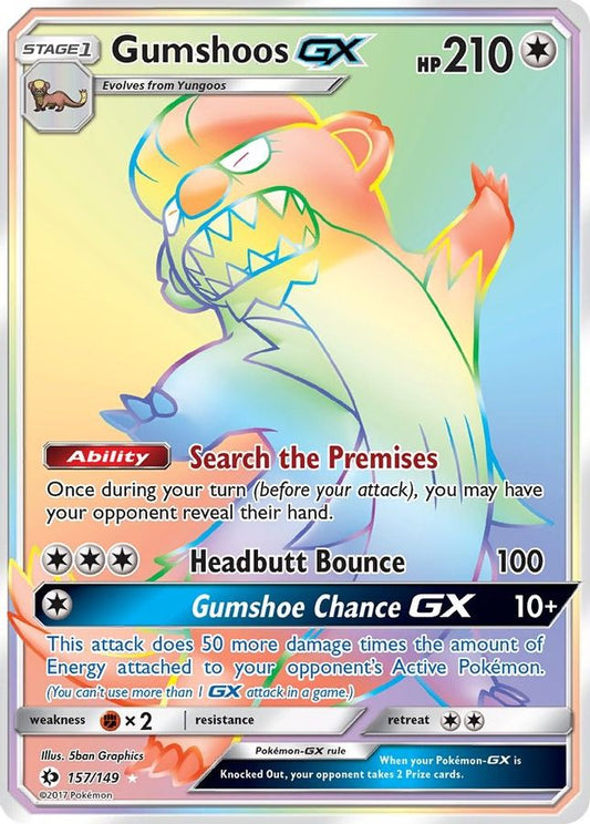 Buy Pokemon cards Australia - Gumshoos GX 157/149 - Premium Raw Card from Monster Mart - Pokémon Card Emporium - Shop now at Monster Mart - Pokémon Cards Australia. GX, Rainbow, Secret Rare, SM